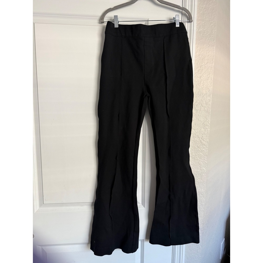 Spanx Perfect Ponte Pant Hi-Rise Flare Black Pull On Seam Front Trousers Large